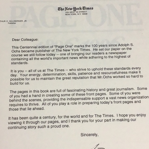 THE NEW YORK TIMES PAGE ONE HARDCOVER BOOK COMMEMORATIVE 1896-1996 - Picture 7 of 16